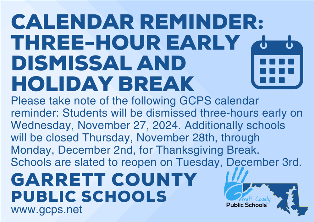 Infographic highlighting an early dismissal and holiday break as detailed in the story.